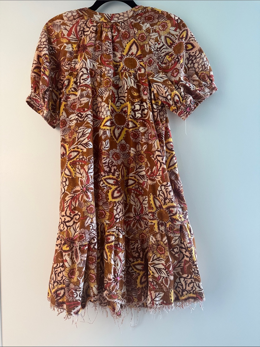Pilcro Floral Boho Mini Dress in Rust, Yellow, and Cream - Picture 3 of 3
